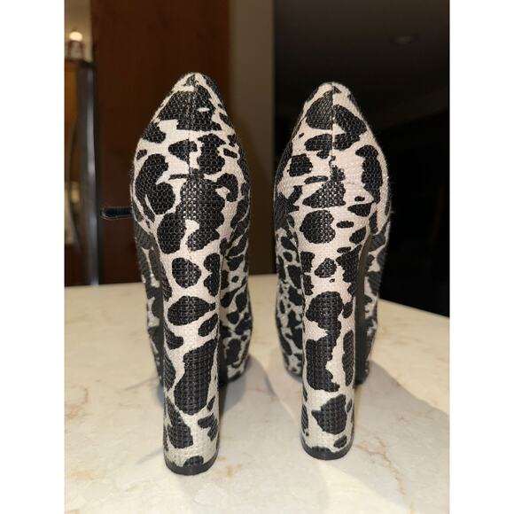 Vintage Tom Ford Platform Heels Cow Print Sz 39 made in Italy - Picture 9 of 16